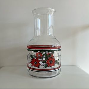 Vintage Whataburger Coca Cola Glass Carafe Poinsettia Christmas 48 oz